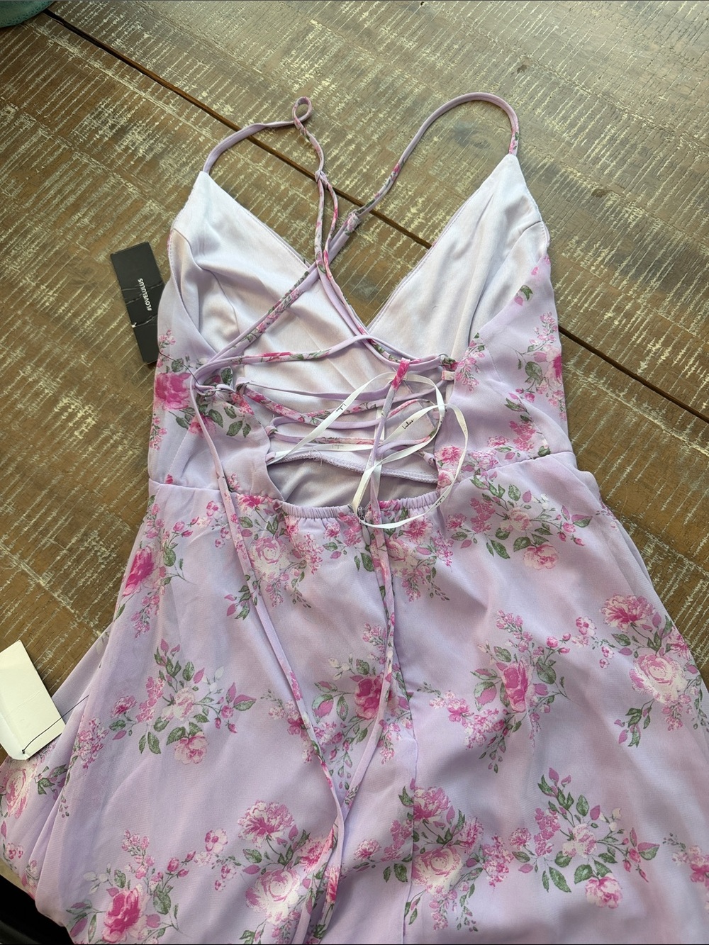 Lulu's Lavender Floral High-Low Slip Maxi Dress - Picture 4 of 6